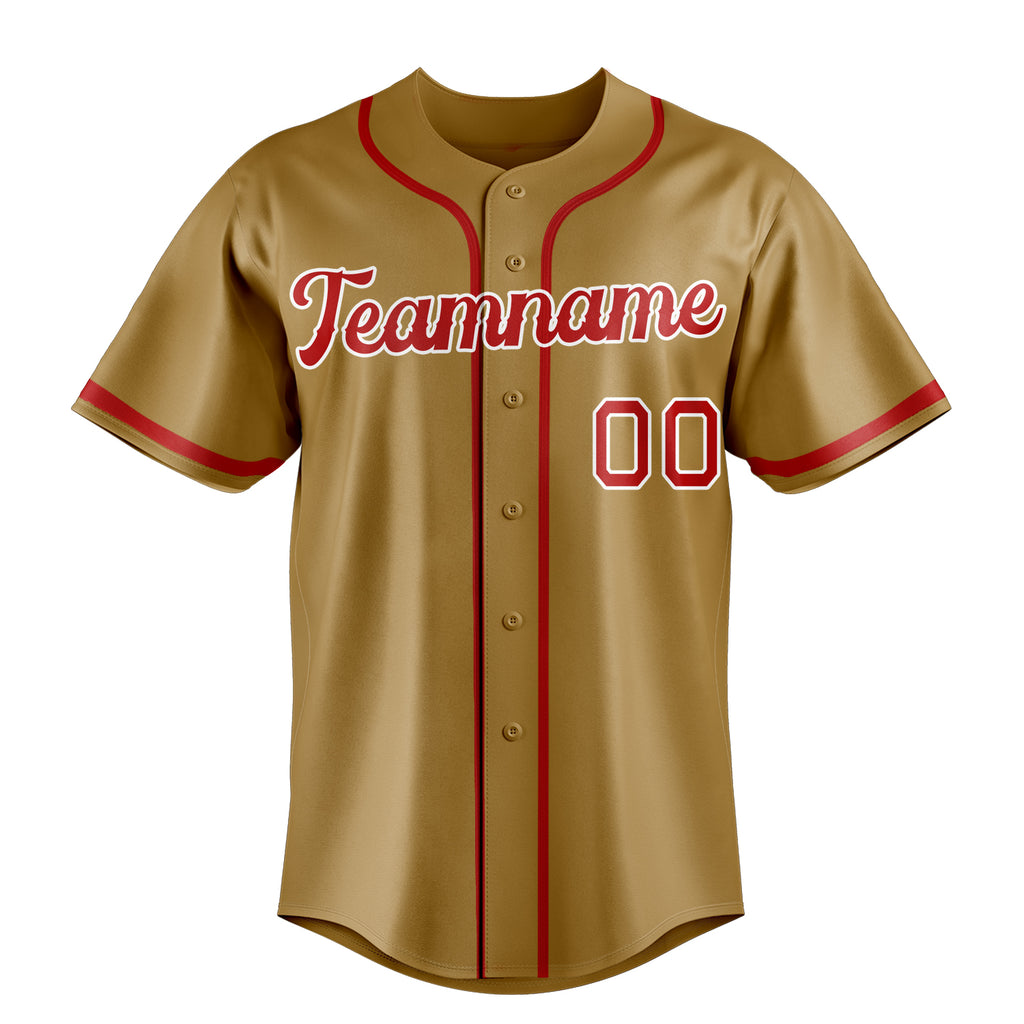 Personalized Old Gold & Red Color Fan Baseball Jersey