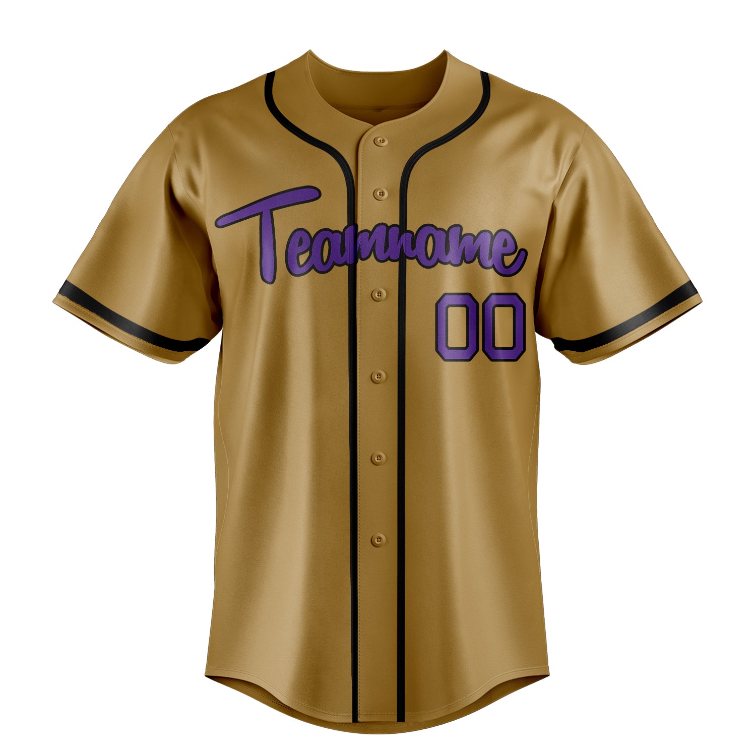 Personalized Old Gold & Purple Color Fan Baseball Jersey