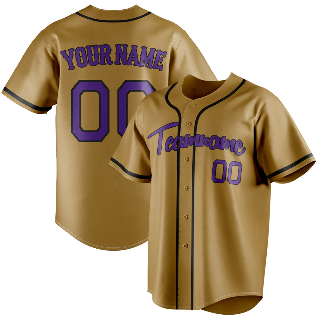 Personalized Old Gold & Purple Color Fan Baseball Jersey BB01240531WX536
