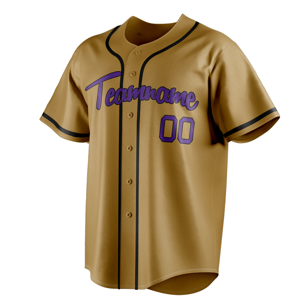 Personalized Old Gold & Purple Color Fan Baseball Jersey