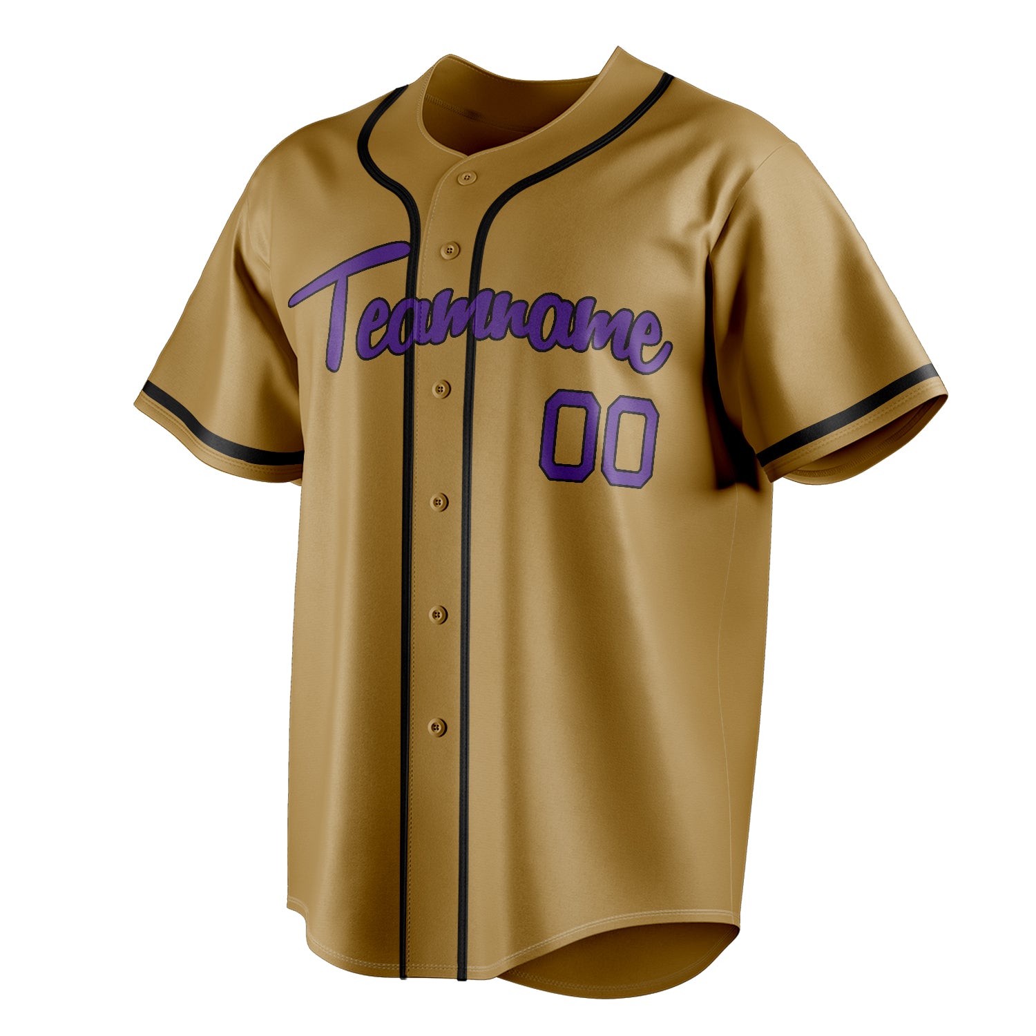 Personalized Old Gold & Purple Color Fan Baseball Jersey