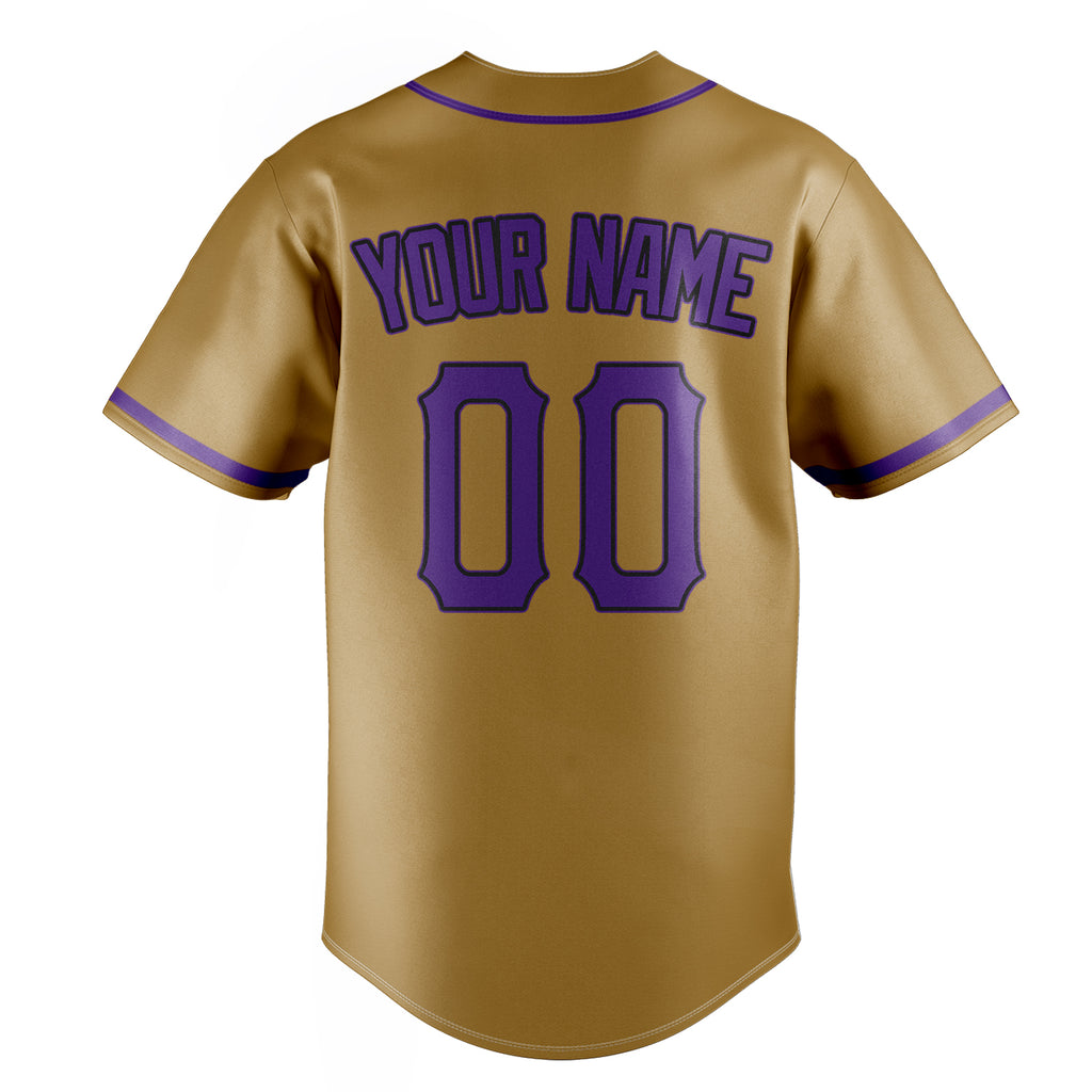 Personalized Old Gold & Purple Color Fan Baseball Jersey