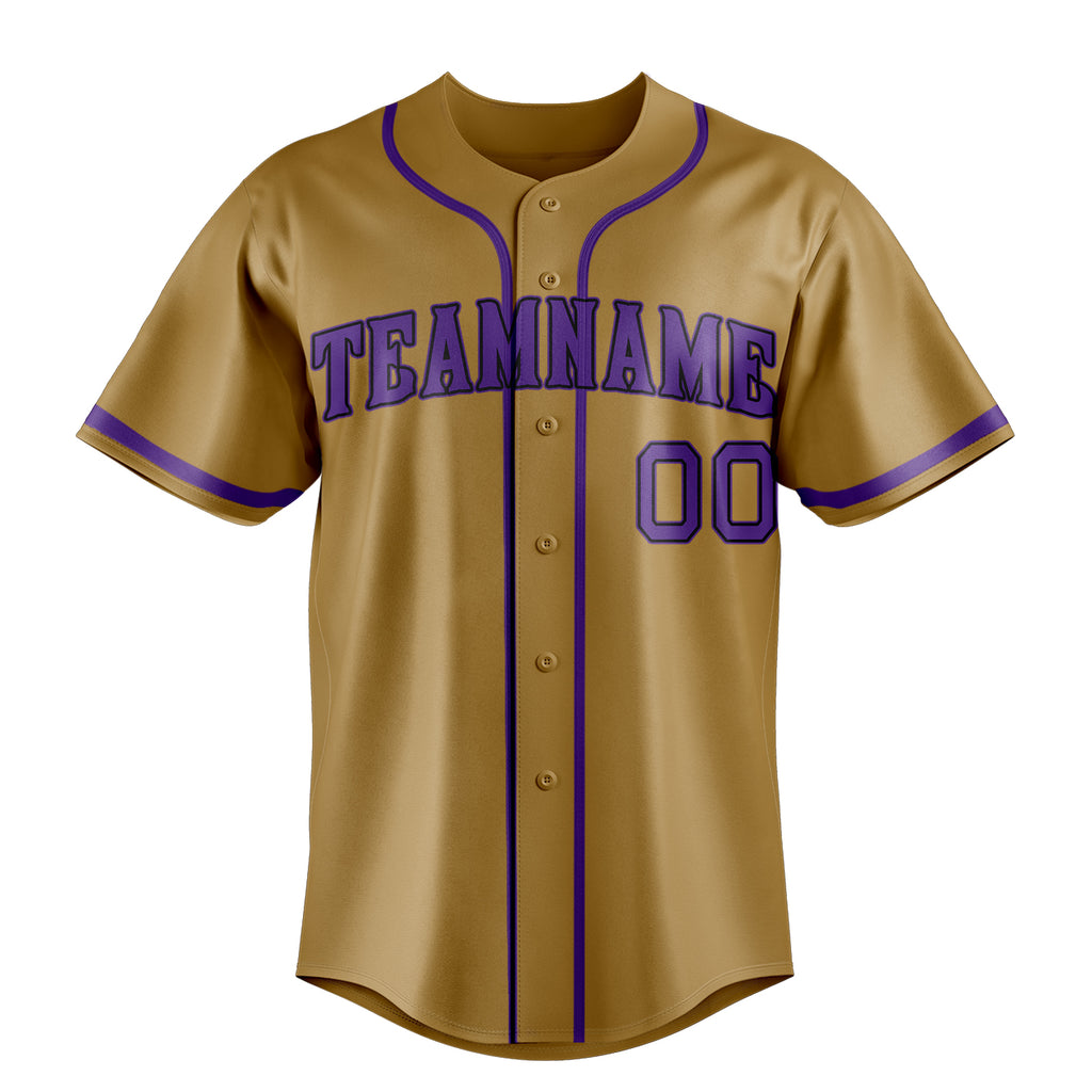 Personalized Old Gold & Purple Color Fan Baseball Jersey