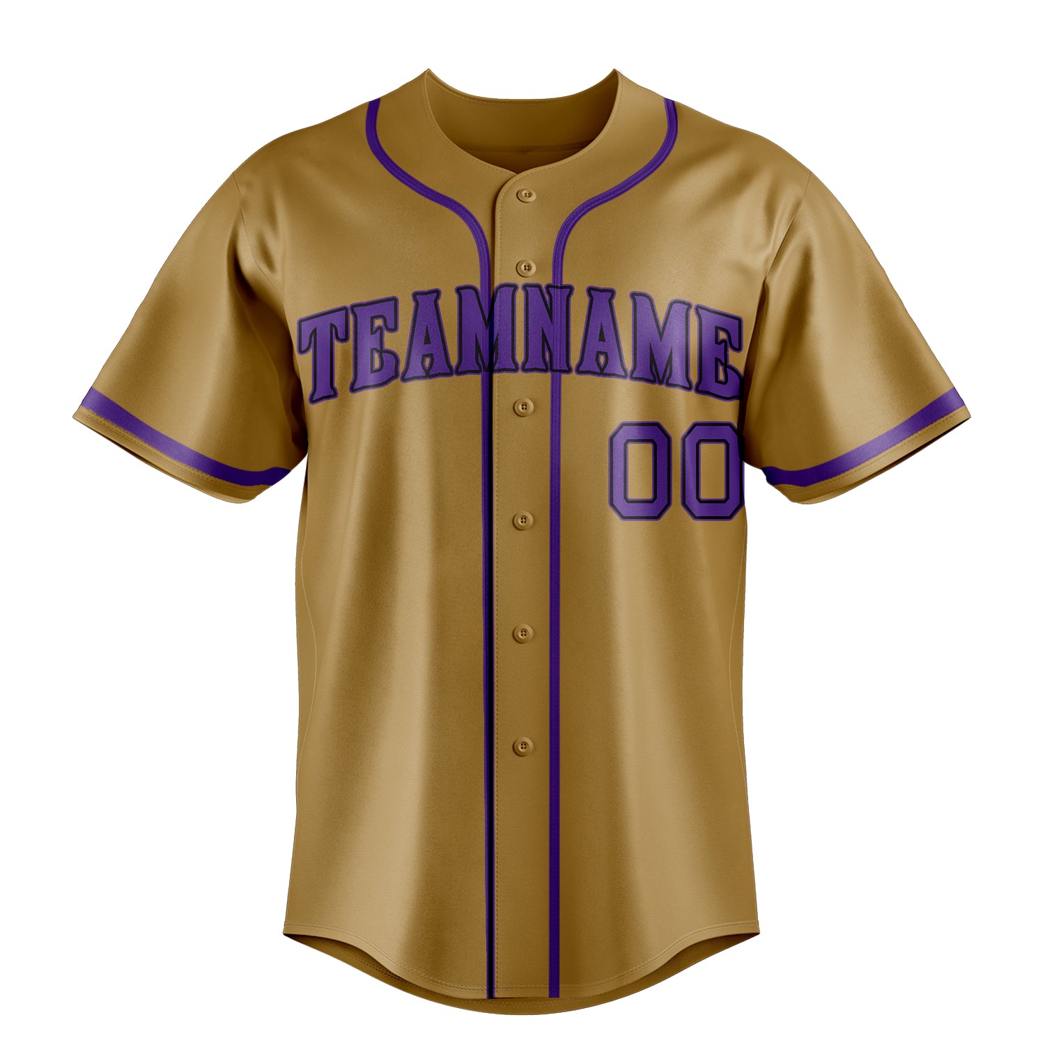 Personalized Old Gold & Purple Color Fan Baseball Jersey