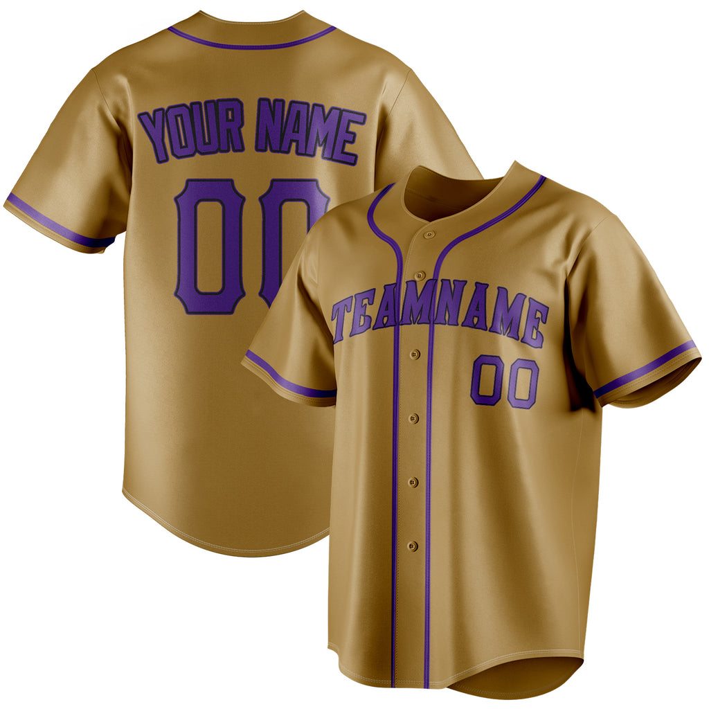 Personalized Old Gold & Purple Color Fan Baseball Jersey BB01240531WX537