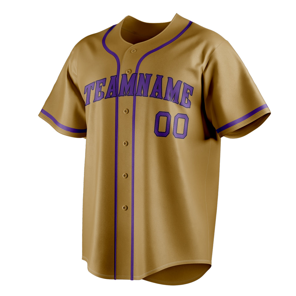 Personalized Old Gold & Purple Color Fan Baseball Jersey