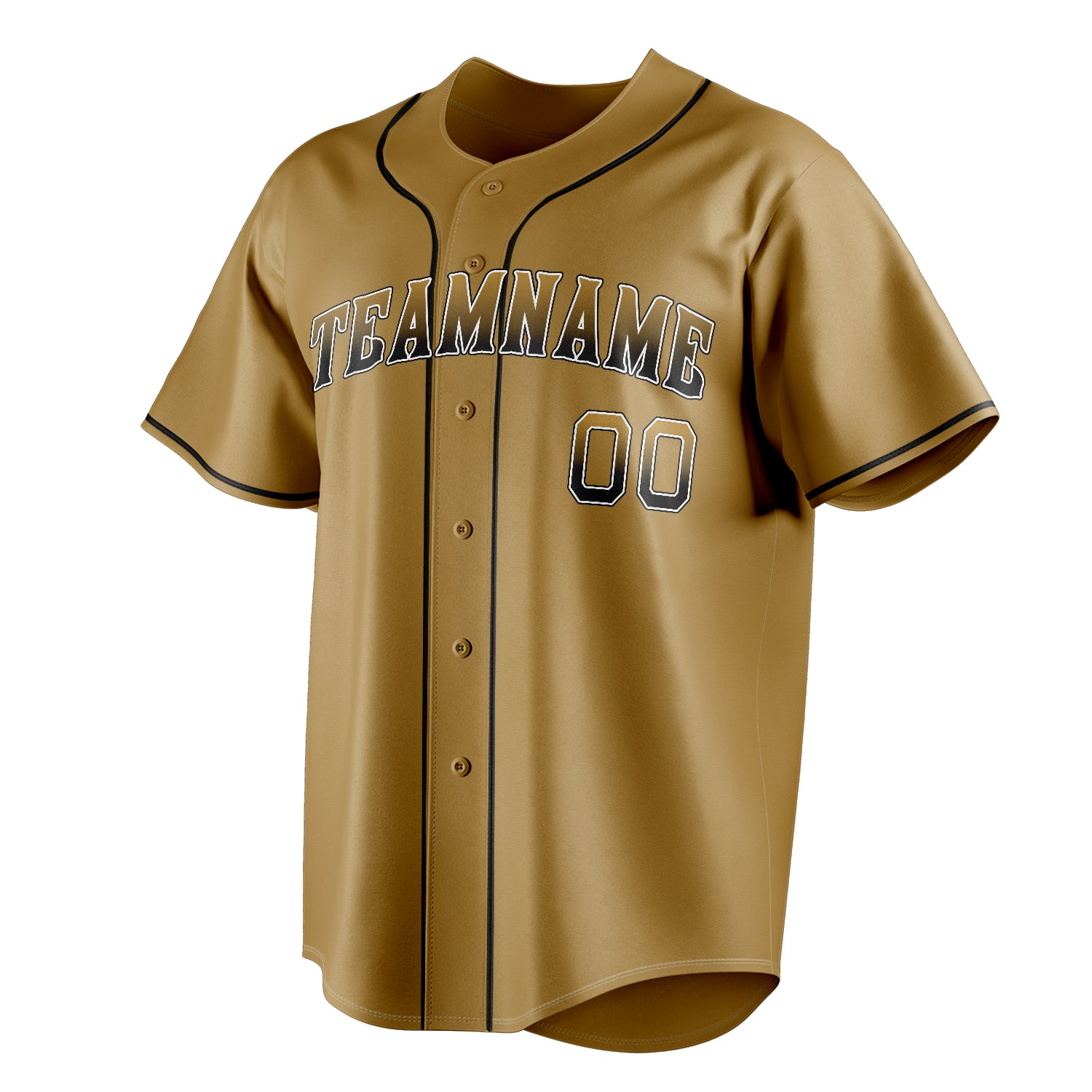 Personalized Old Gold & Black Color Fan Baseball Jersey