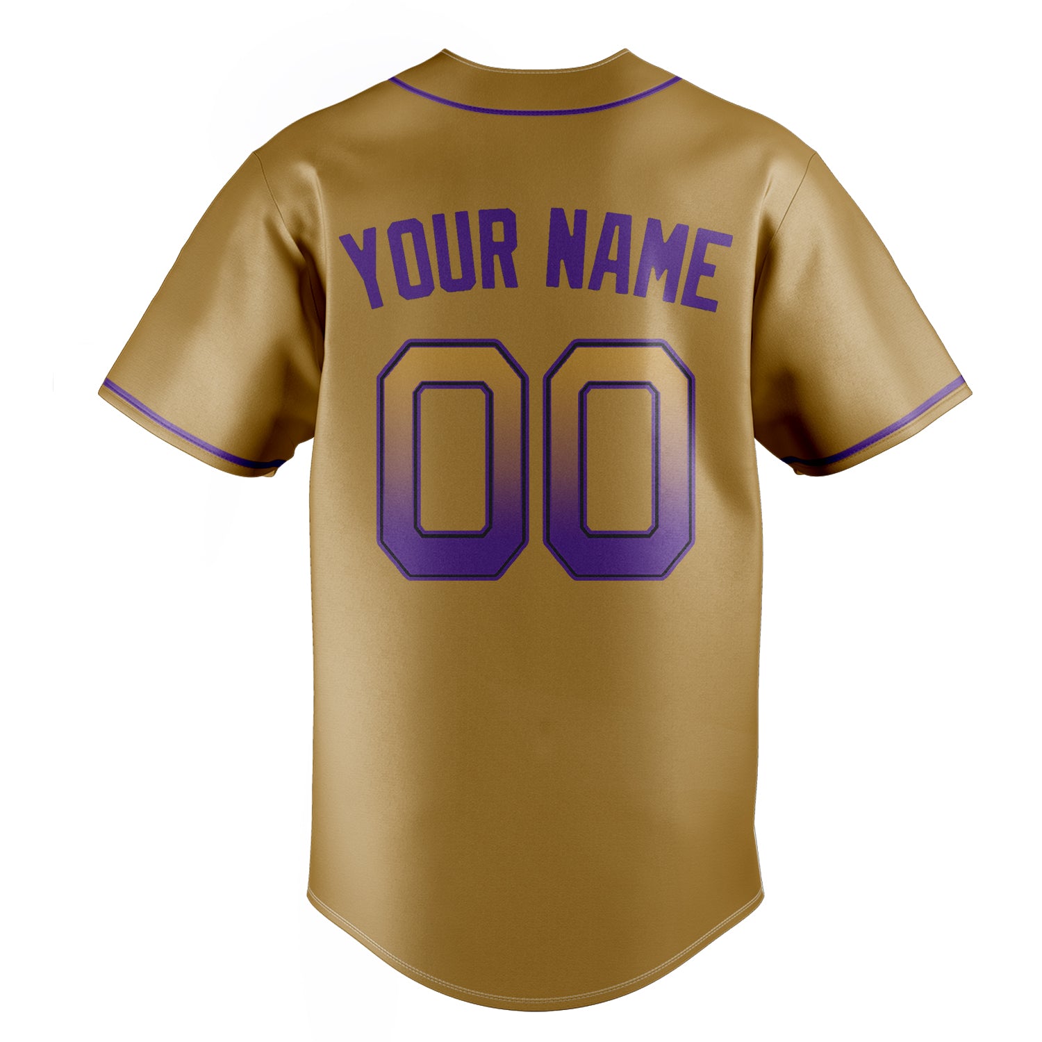 Personalized Old Gold & Purple Color Fan Baseball Jersey