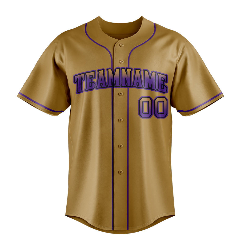 Personalized Old Gold & Purple Color Fan Baseball Jersey
