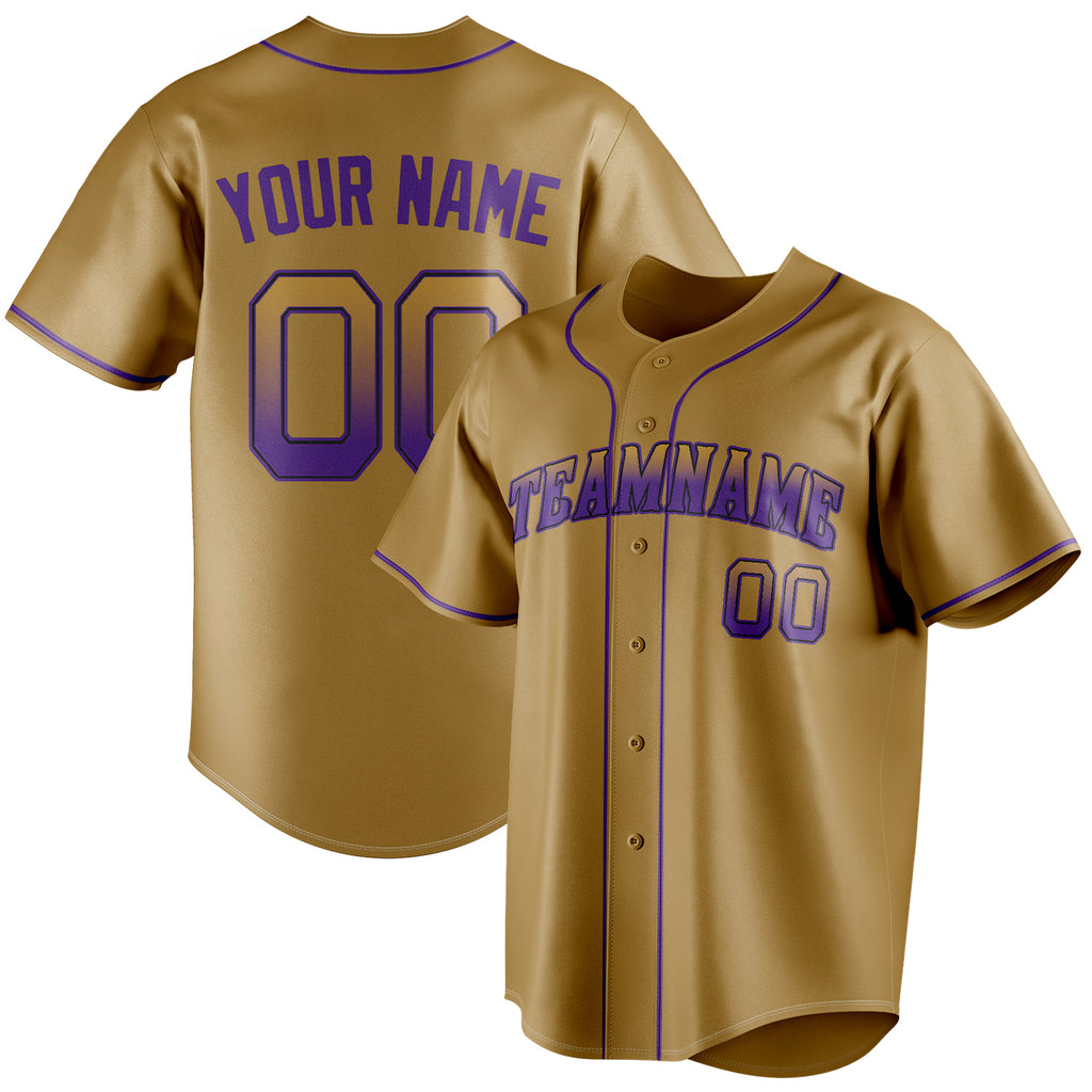 Personalized Old Gold & Purple Color Fan Baseball Jersey BB01240531WX539