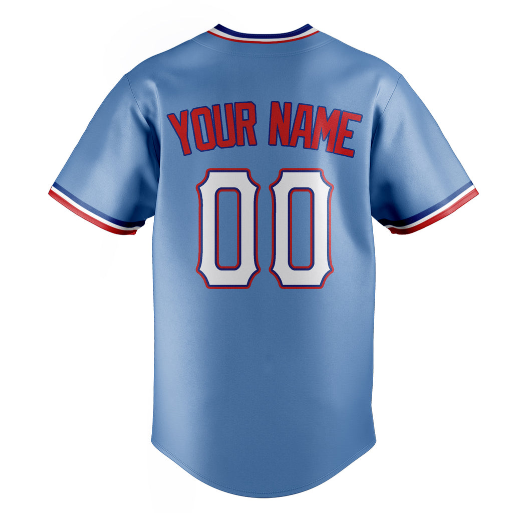 Personalized Light Blue & White Color Fan Baseball Jersey