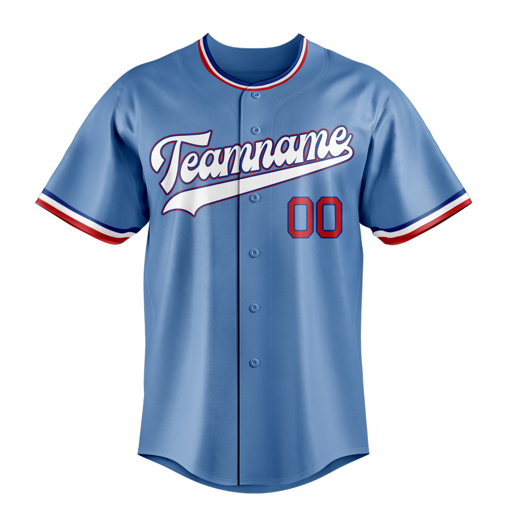 Personalized Light Blue & White Color Fan Baseball Jersey