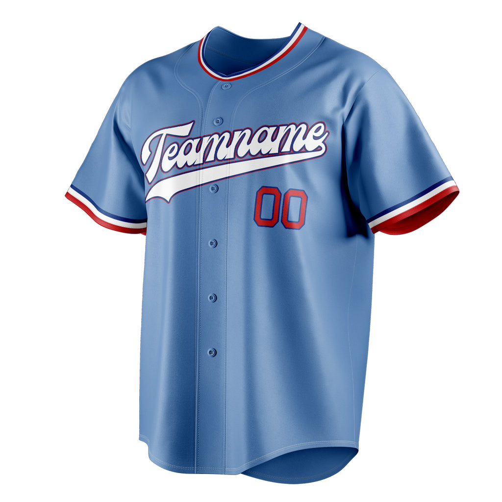 Personalized Light Blue & White Color Fan Baseball Jersey