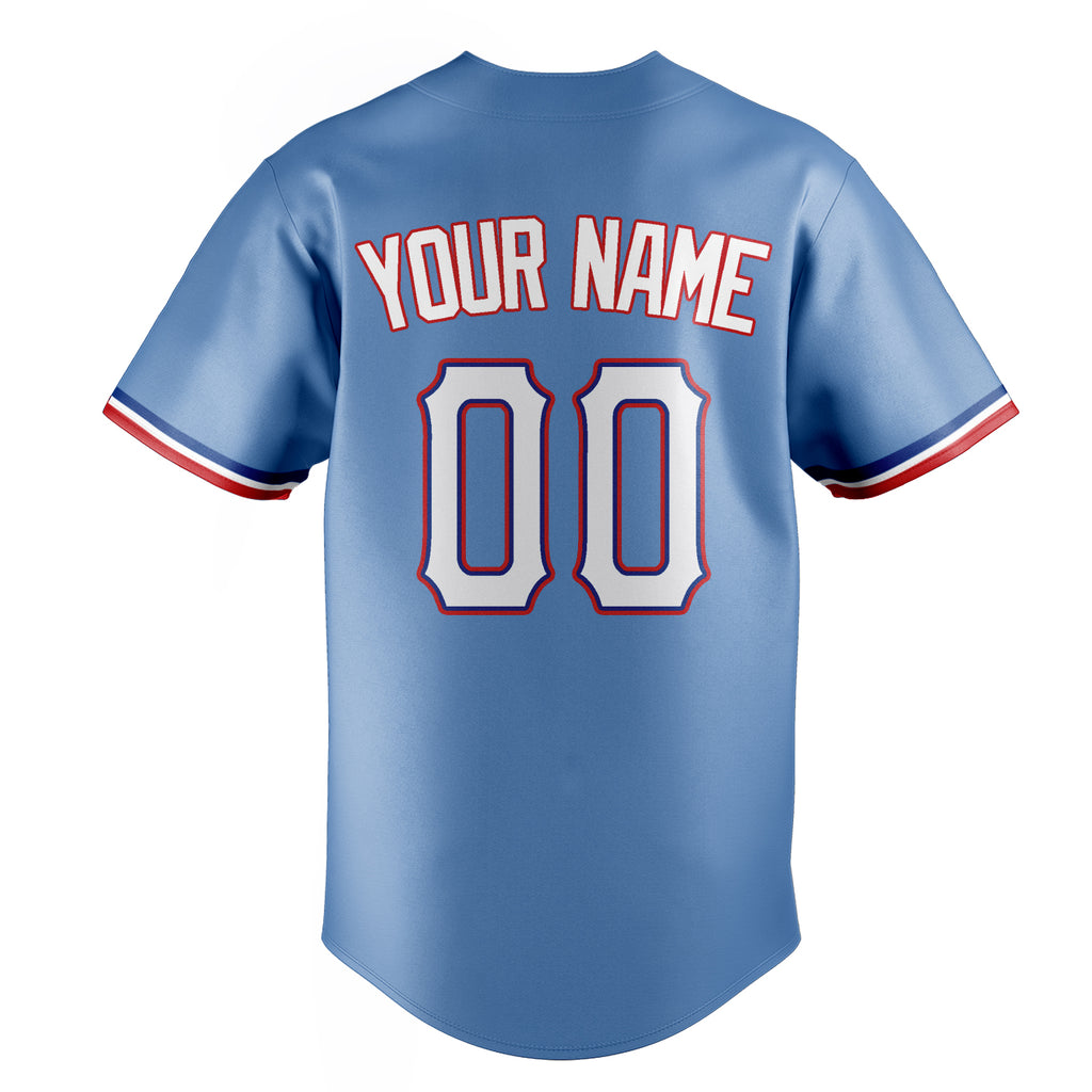 Personalized Light Blue & White Color Fan Baseball Jersey