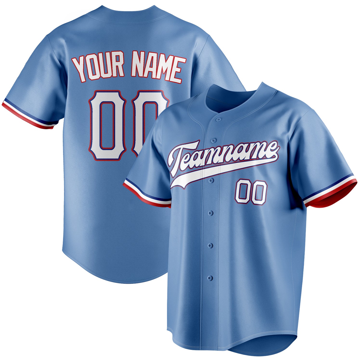 Personalized Light Blue & White Color Fan Baseball Jersey BB01240531WY463