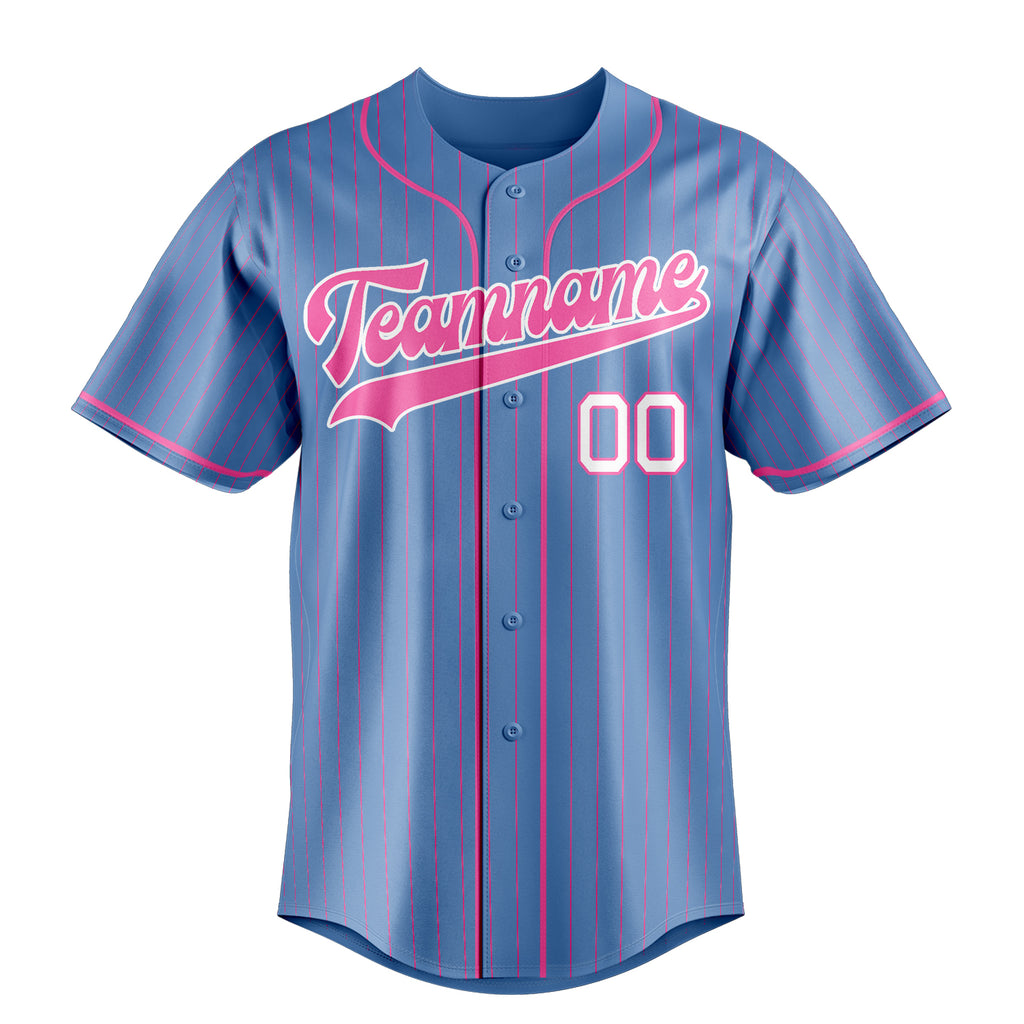 Personalized Light Blue & Pink Pink Pinstripe Fan Baseball Jersey