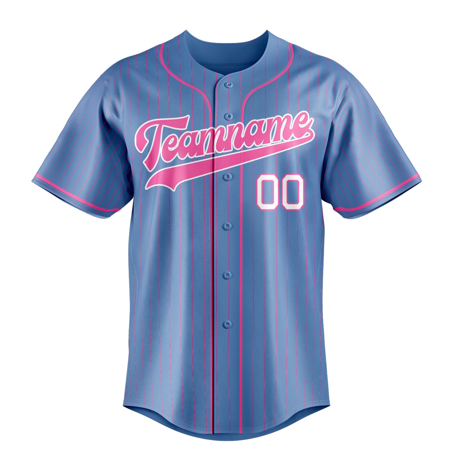 Personalized Light Blue & Pink Pink Pinstripe Fan Baseball Jersey