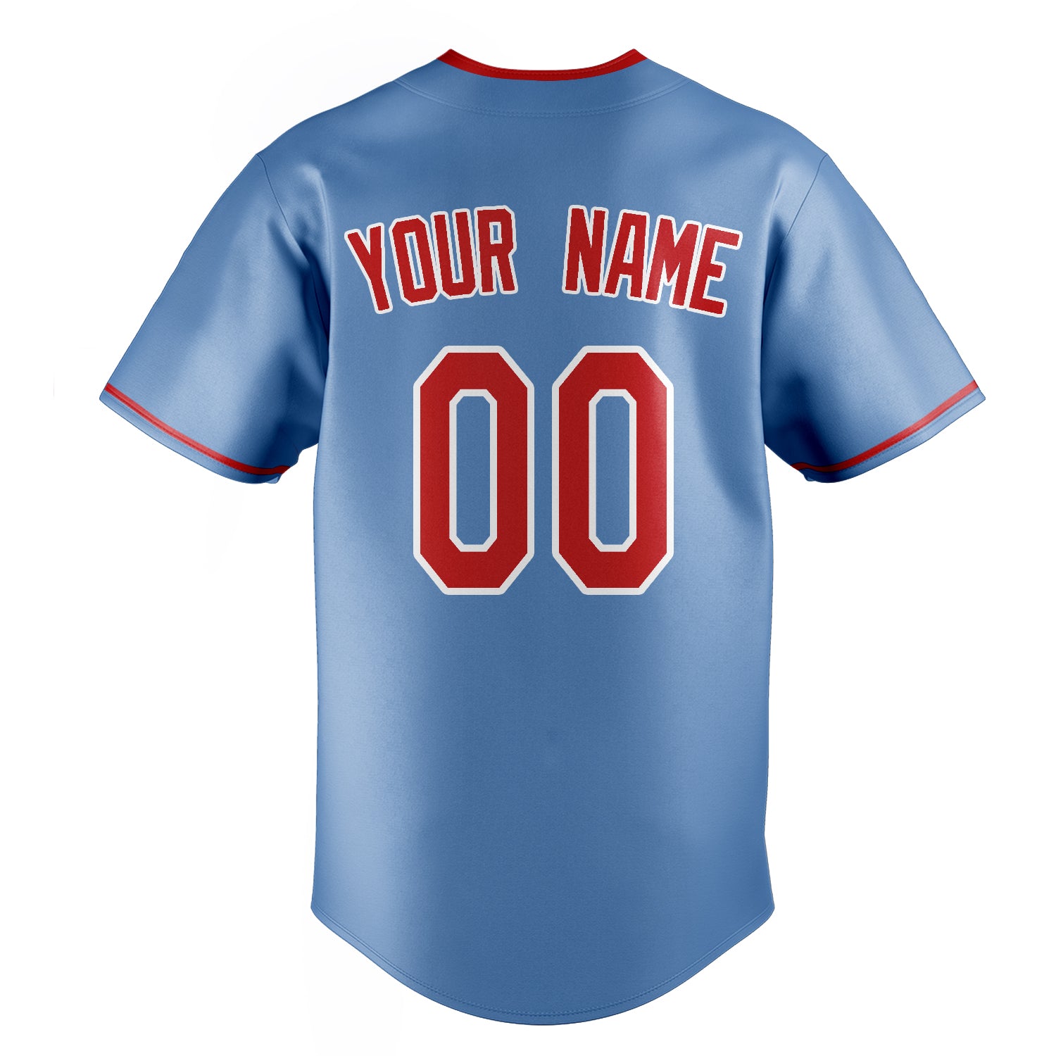 Personalized Light Blue & Red Color Fan Baseball Jersey