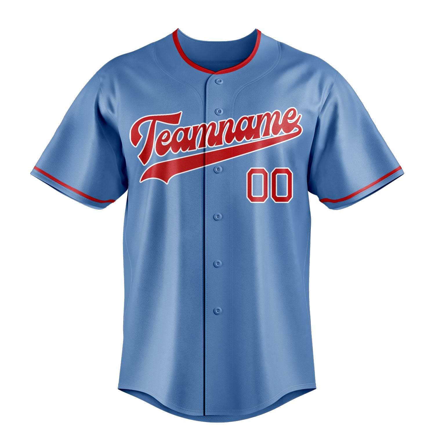 Personalized Light Blue & Red Color Fan Baseball Jersey
