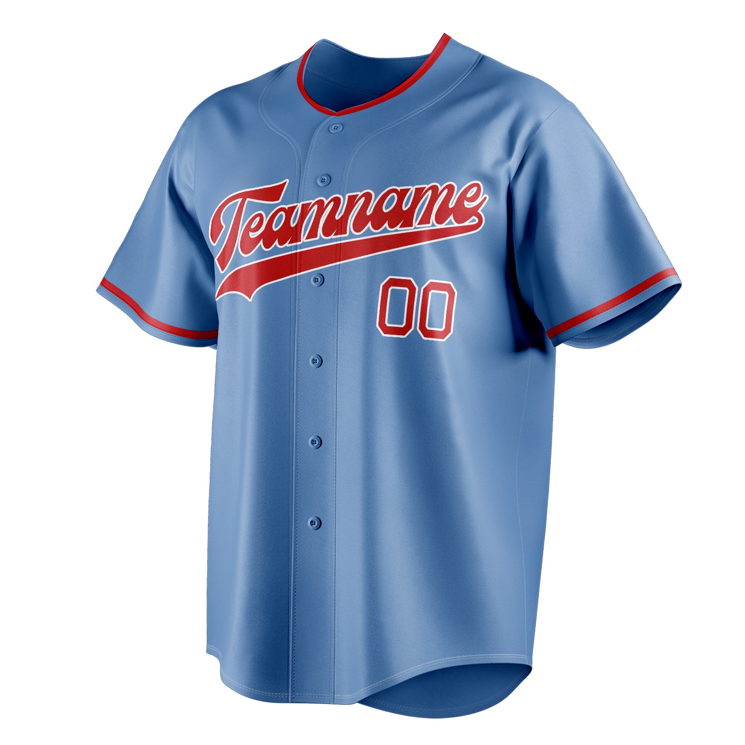 Personalized Light Blue & Red Color Fan Baseball Jersey