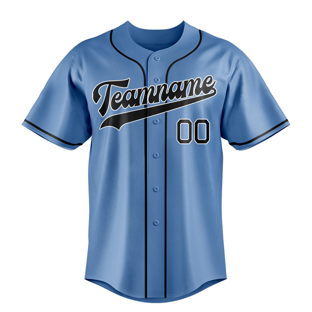 Personalized Light Blue & Black Color Fan Baseball Jersey