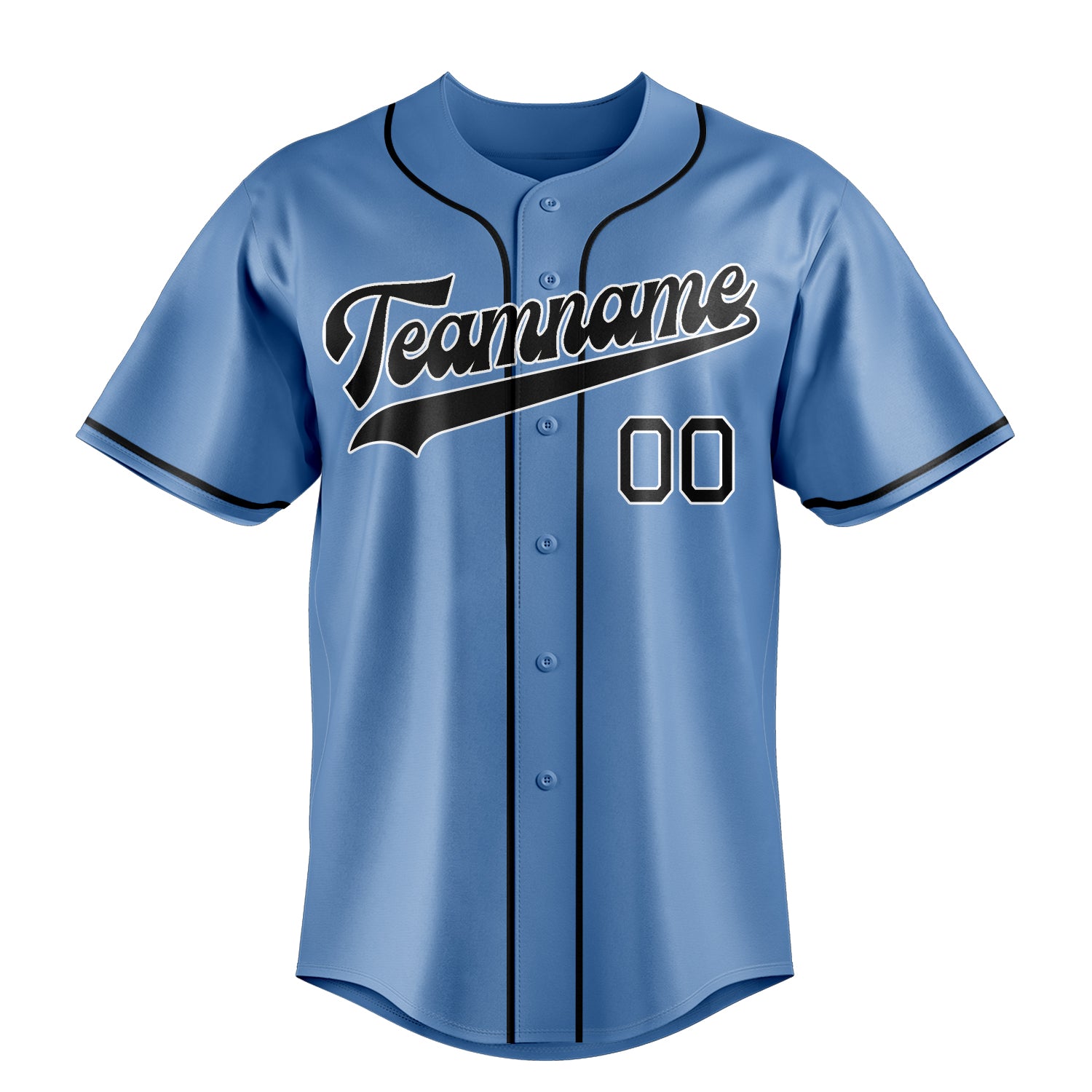 Personalized Light Blue & Black Color Fan Baseball Jersey