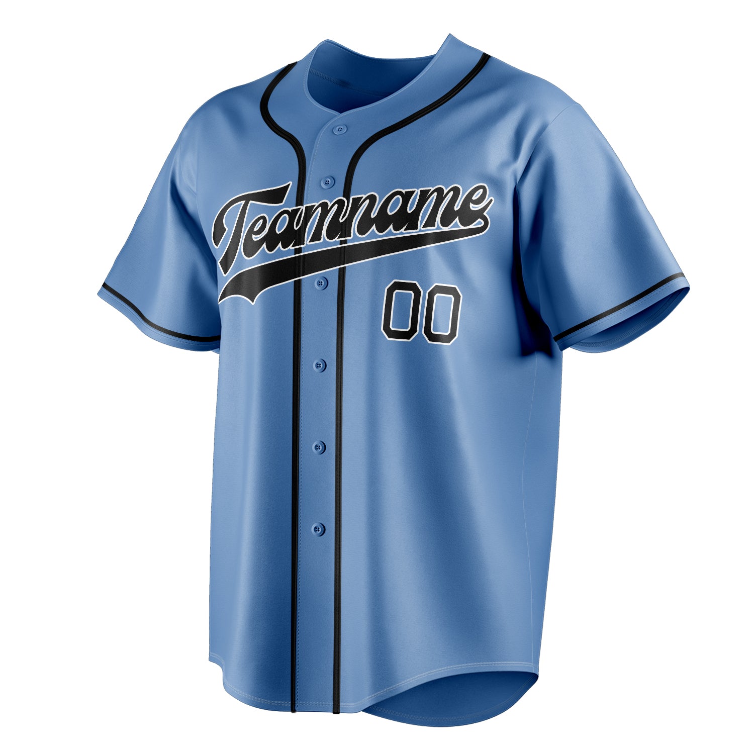 Personalized Light Blue & Black Color Fan Baseball Jersey
