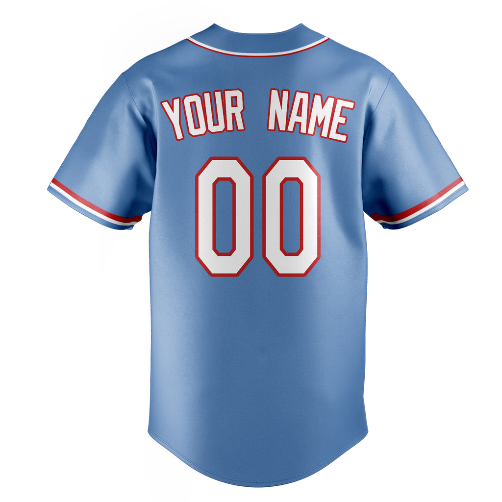 Personalized Light Blue & White Color Fan Baseball Jersey