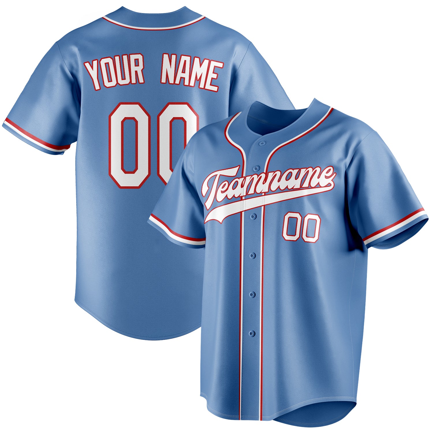 Personalized Light Blue & White Color Fan Baseball Jersey BB01240531WY469