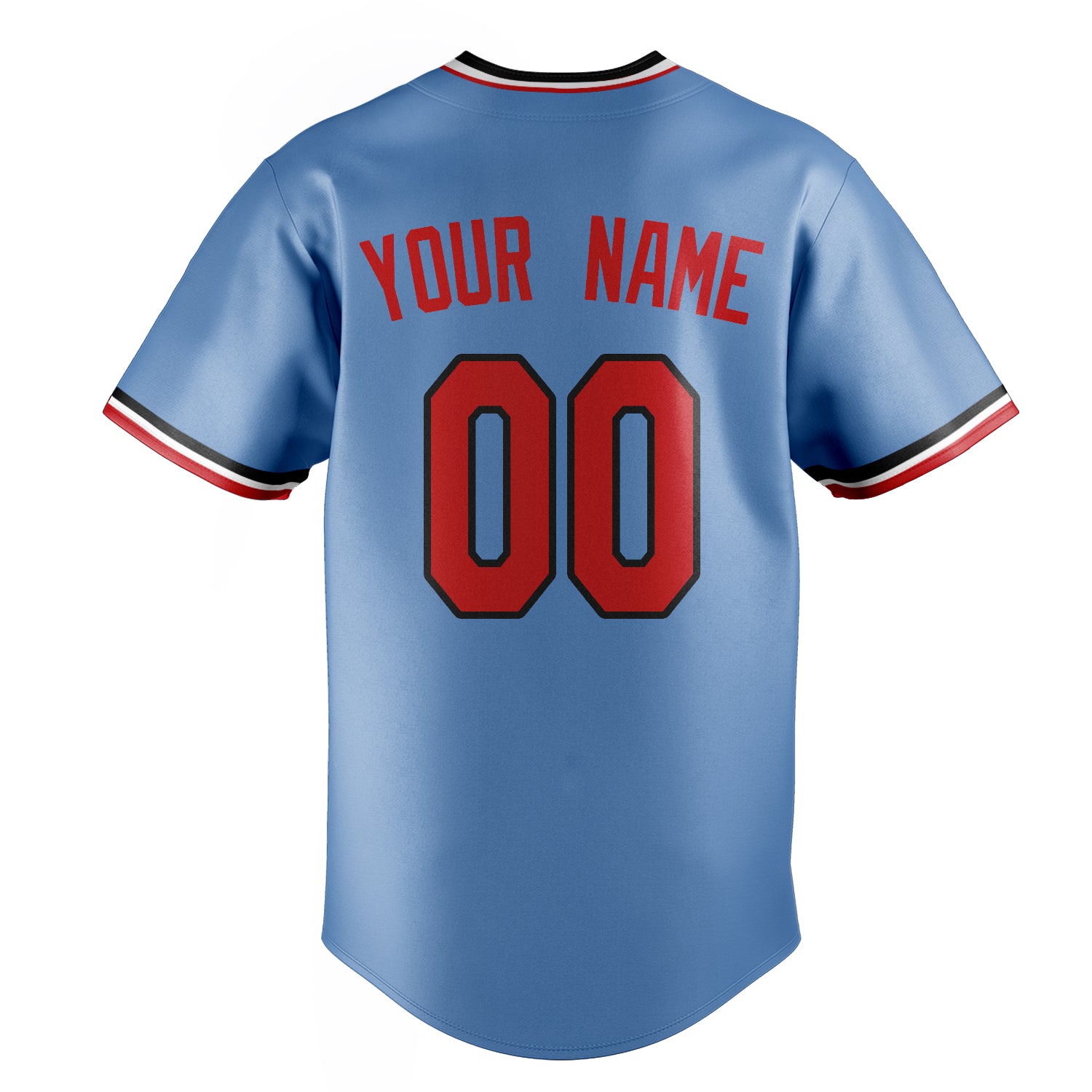 Personalized Light Blue & Red Color Fan Baseball Jersey