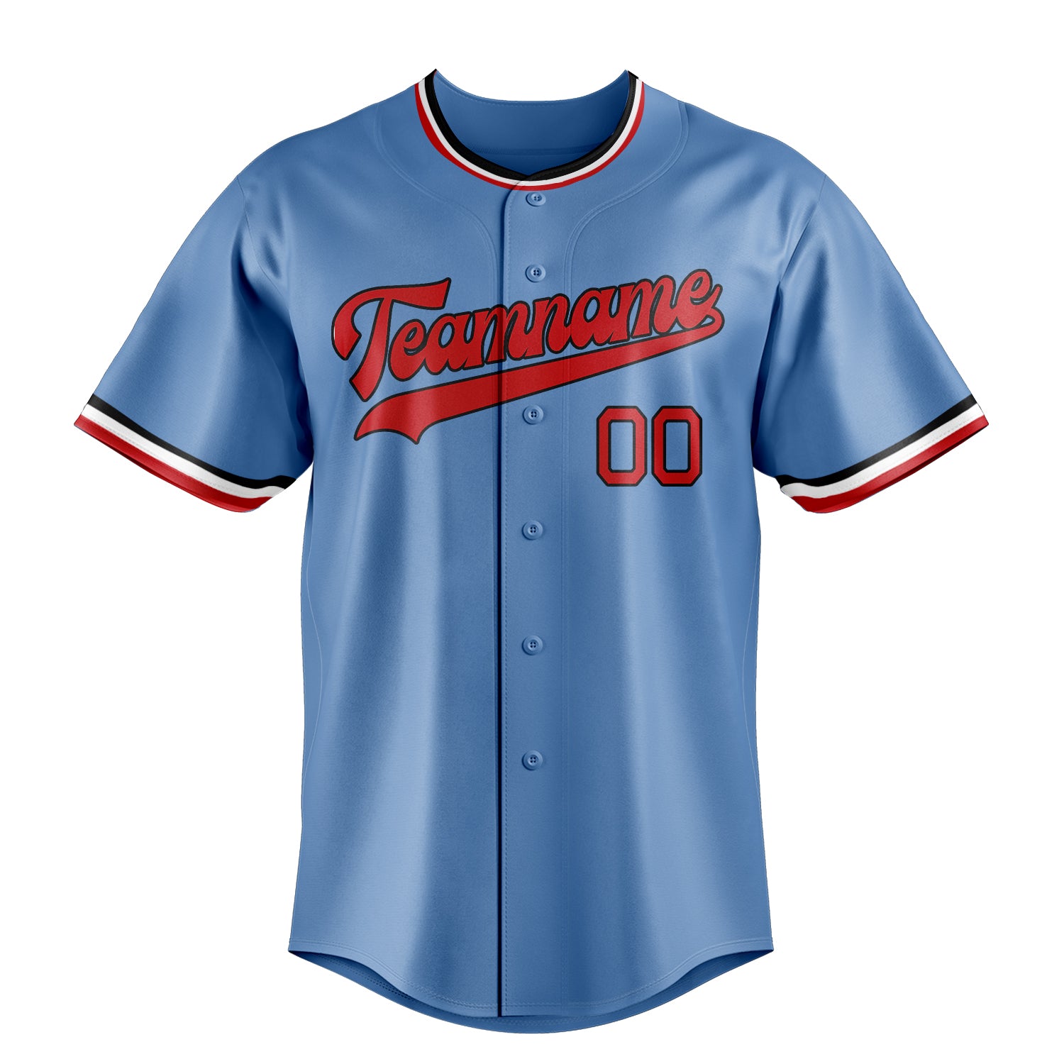 Personalized Light Blue & Red Color Fan Baseball Jersey