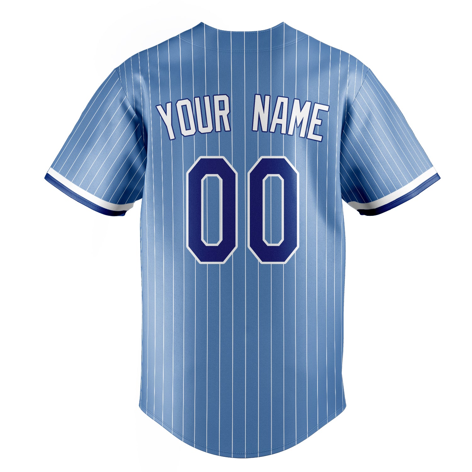 Personalized Light Blue & White White Pinstripe Fan Baseball Jersey