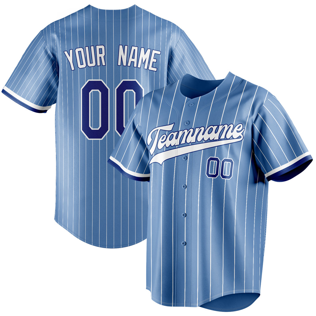 Personalized Light Blue & White White Pinstripe Fan Baseball Jersey BB01240531WY471