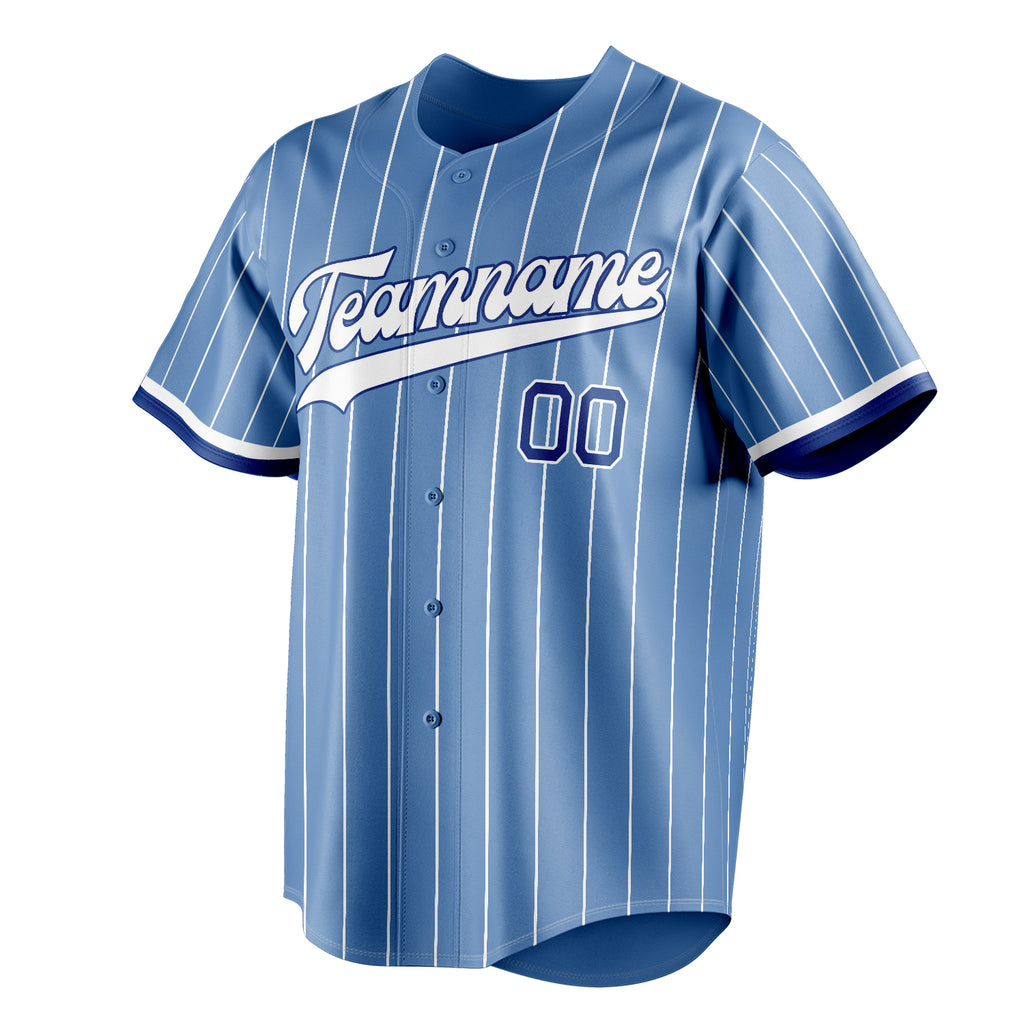 Personalized Light Blue & White White Pinstripe Fan Baseball Jersey