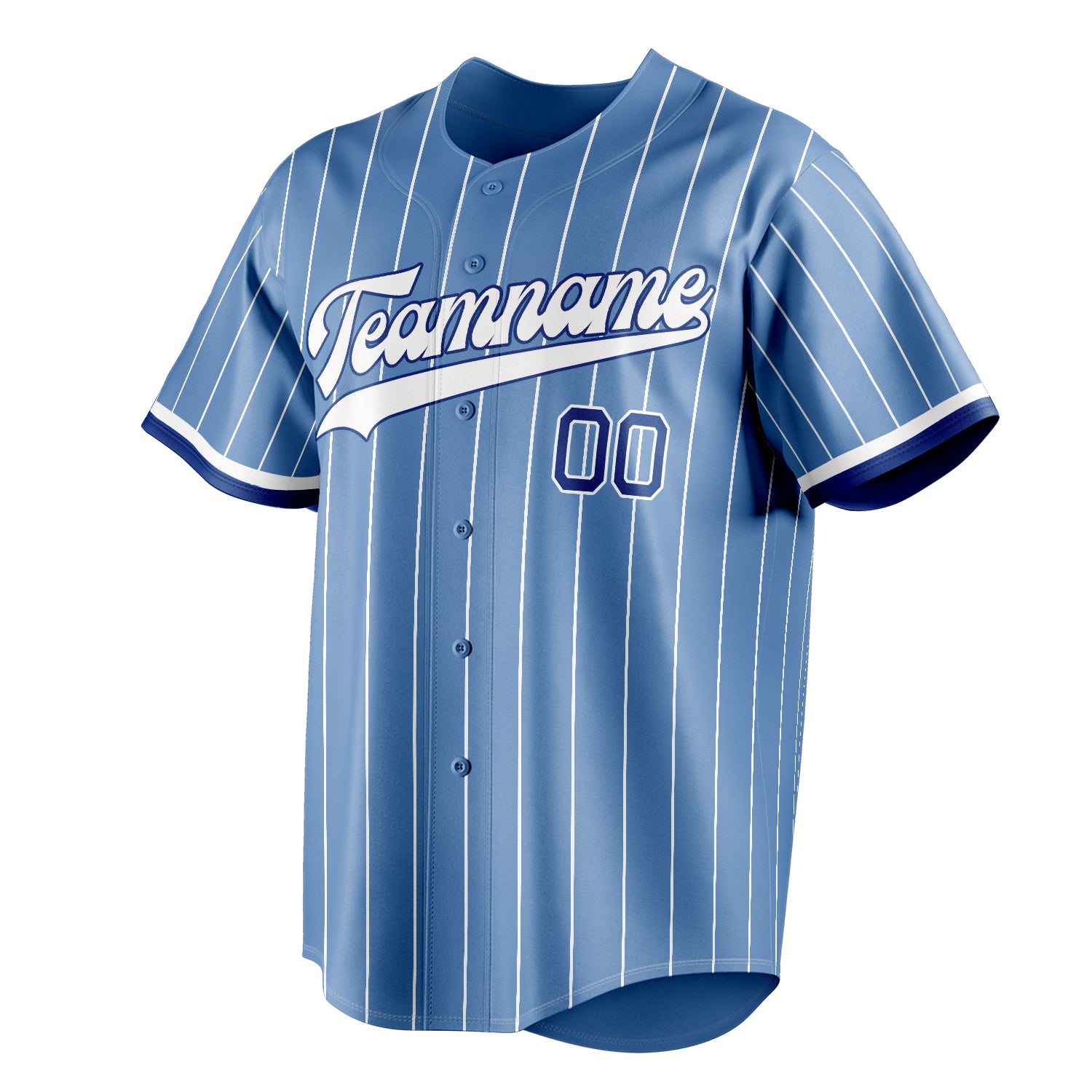 Personalized Light Blue & White White Pinstripe Fan Baseball Jersey