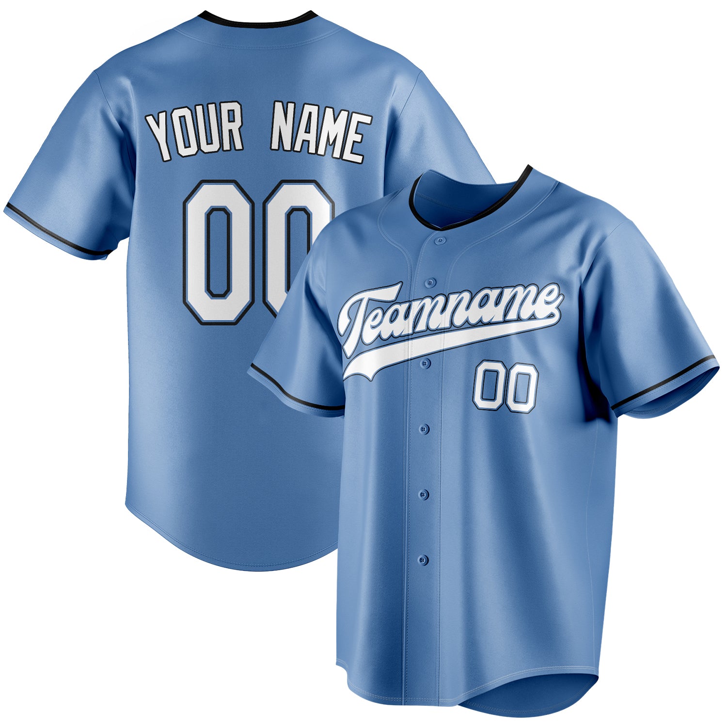 Personalized Light Blue & White Color Fan Baseball Jersey BB01240531WY472