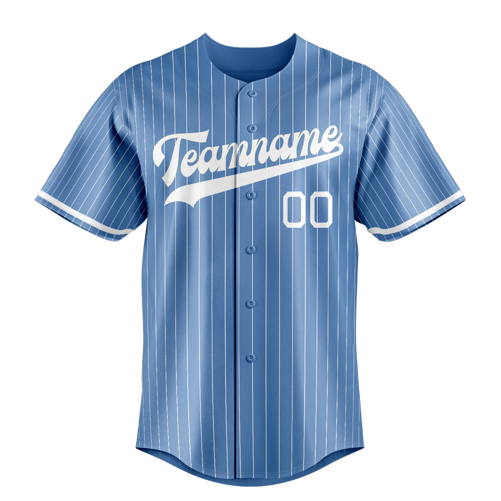 Personalized Light Blue & White White Pinstripe Fan Baseball Jersey