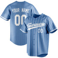 Personalized Light Blue & White White Pinstripe Fan Baseball Jersey BB01240531WY474