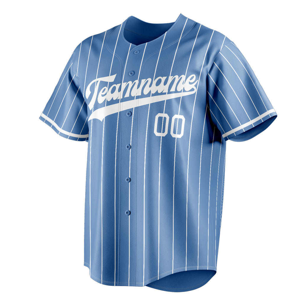 Personalized Light Blue & White White Pinstripe Fan Baseball Jersey