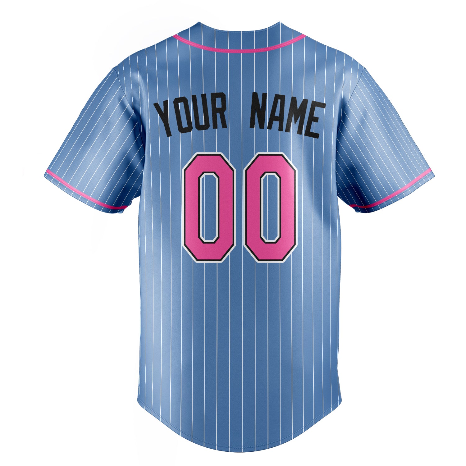 Personalized Light Blue & Pink White Pinstripe Fan Baseball Jersey