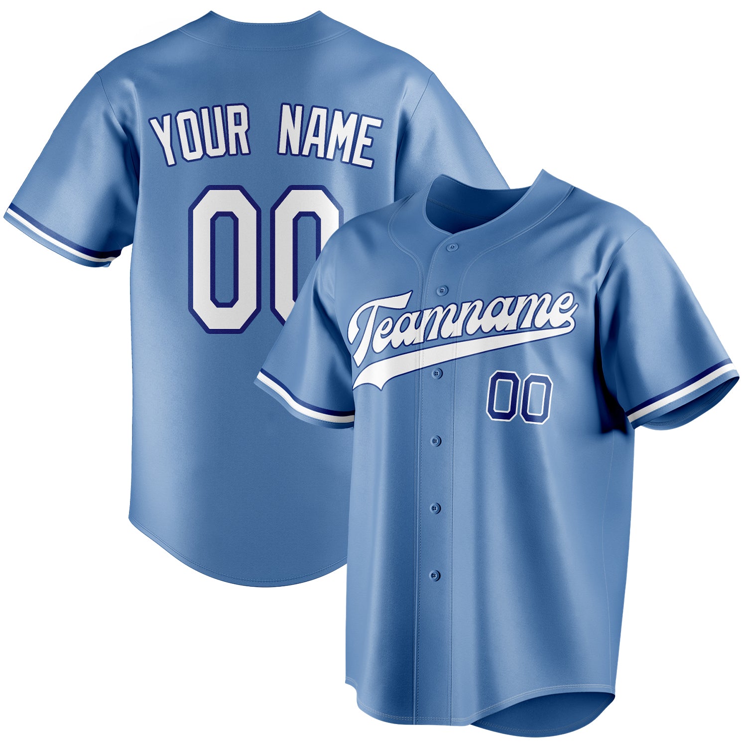 Personalized Light Blue & White Color Fan Baseball Jersey BB01240531WY476
