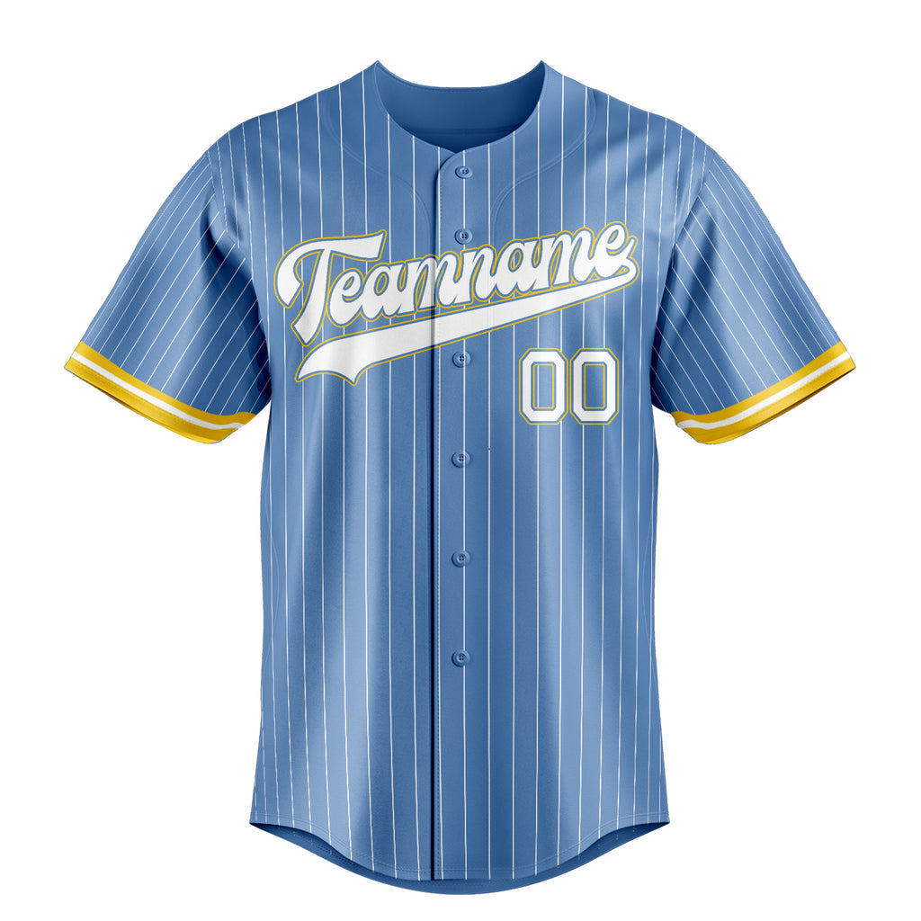 Personalized Light Blue & White White Pinstripe Fan Baseball Jersey