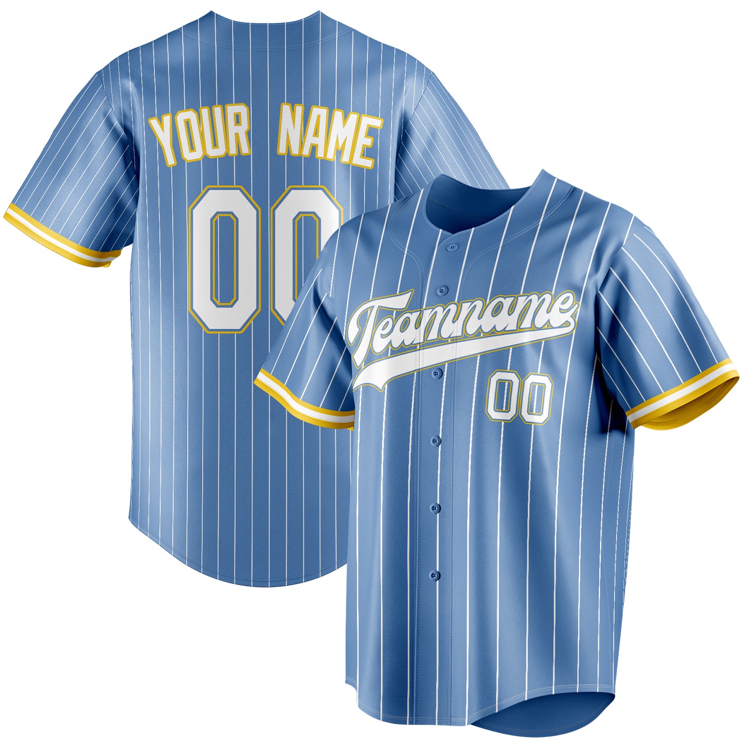 Personalized Light Blue & White White Pinstripe Fan Baseball Jersey BB01240531WY477