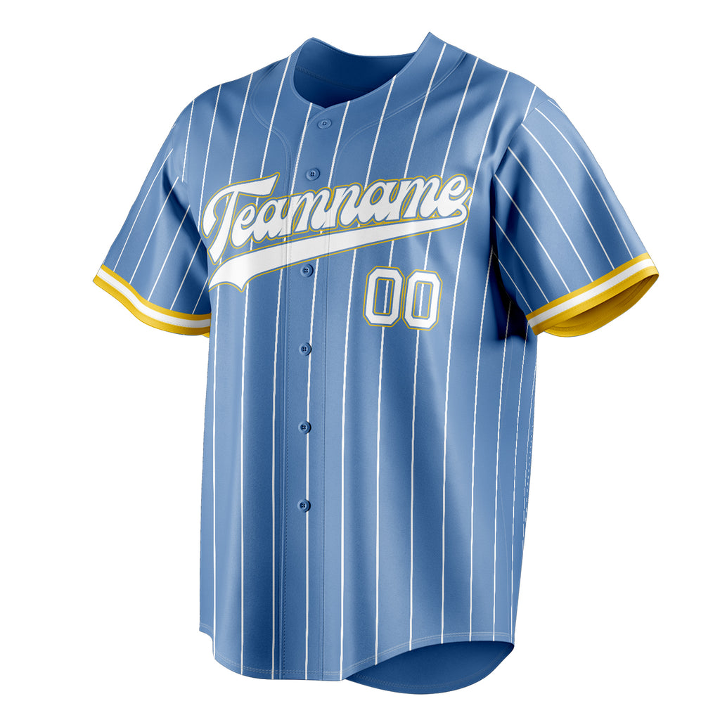 Personalized Light Blue & White White Pinstripe Fan Baseball Jersey