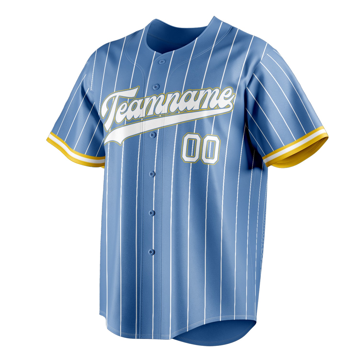 Personalized Light Blue & White White Pinstripe Fan Baseball Jersey