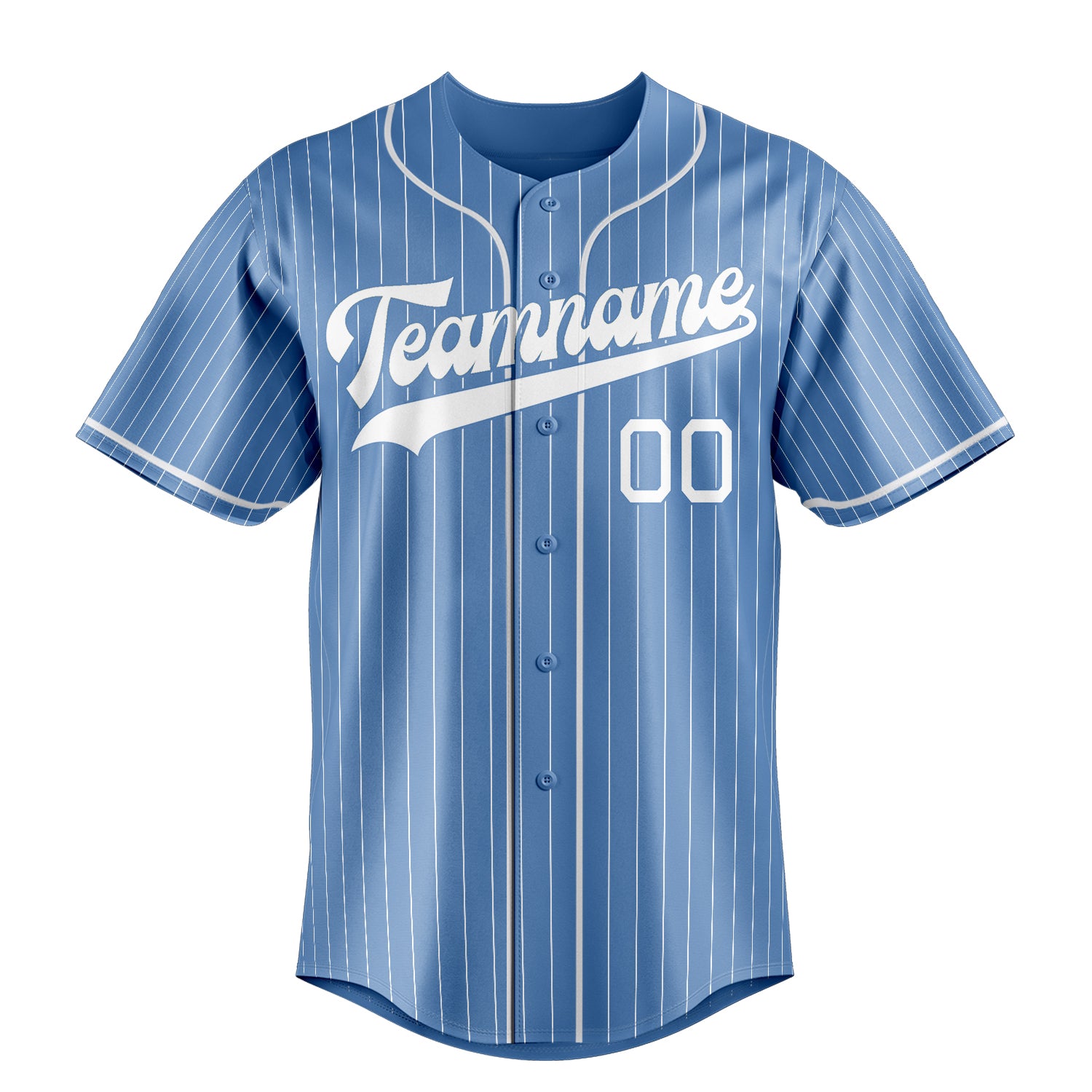 Personalized Light Blue & White White Pinstripe Fan Baseball Jersey