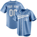 Personalized Light Blue & White White Pinstripe Fan Baseball Jersey BB01240531WY478