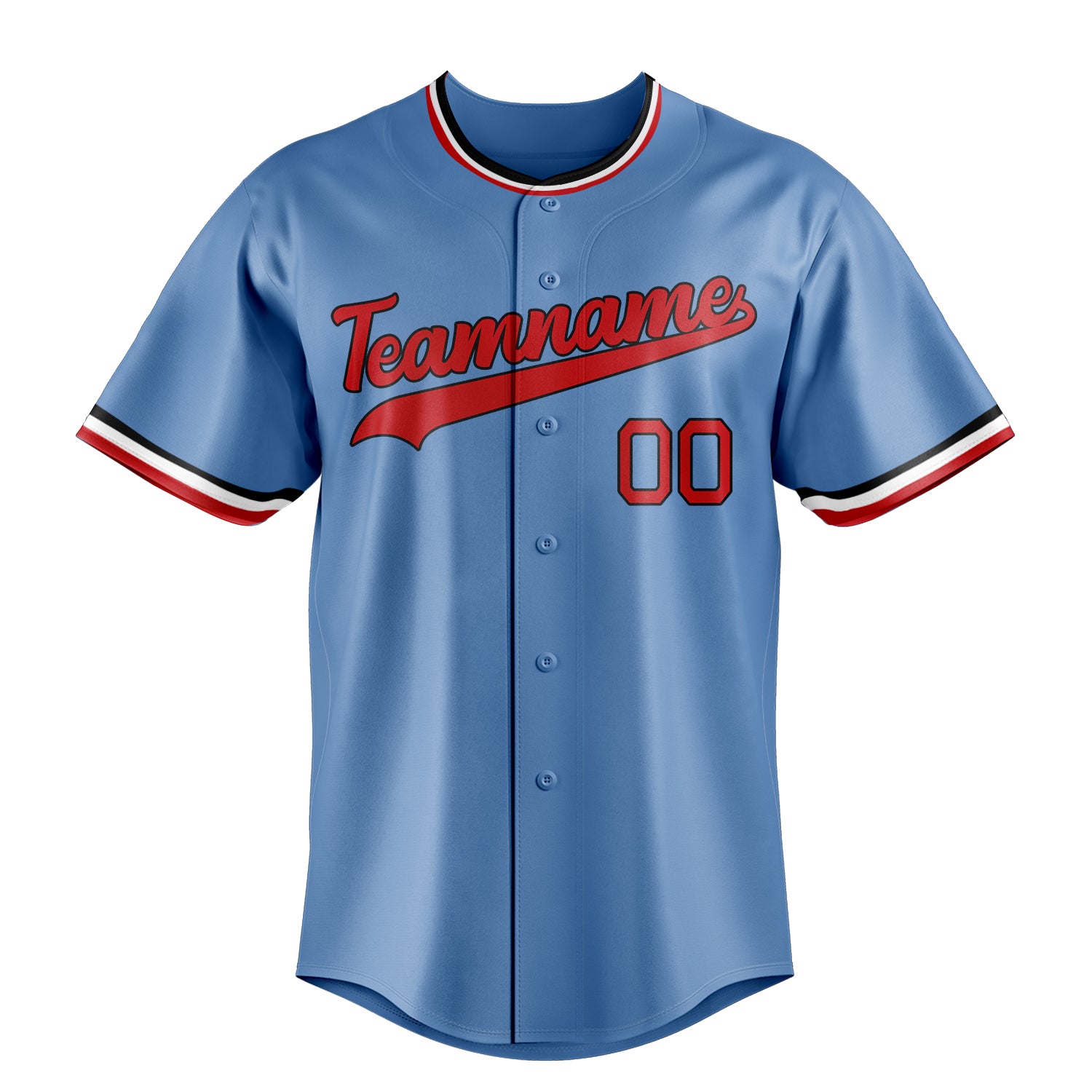 Personalized Light Blue & Red Color Fan Baseball Jersey