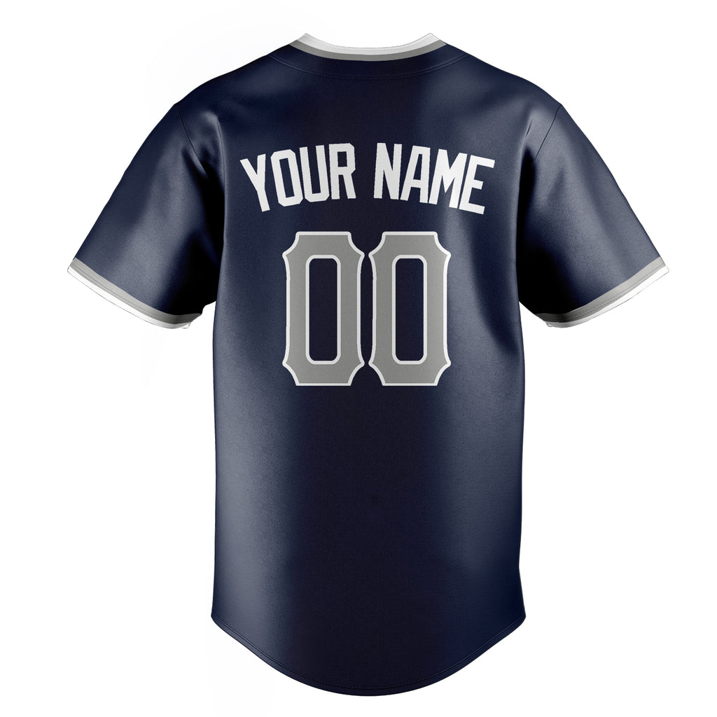 Personalized Navy & Gray Color Fan Baseball Jersey