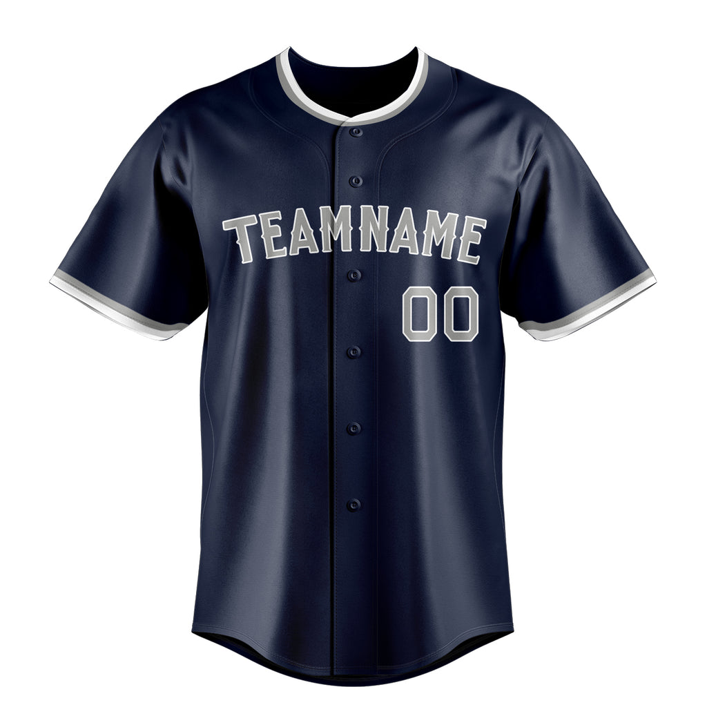 Personalized Navy & Gray Color Fan Baseball Jersey